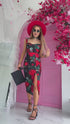 "ROSE SORBET 89" midi dress - red with black